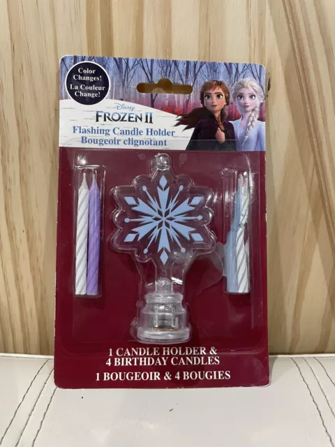 New in Package Disney Frozen II Flashing Candle Holder with 4 Candles
