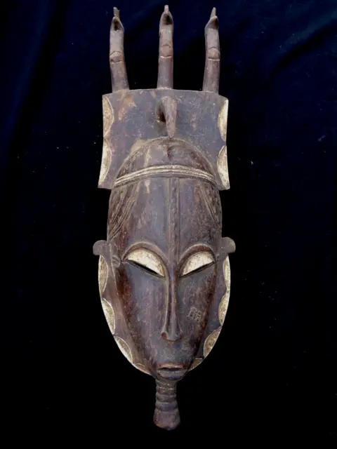 african tribal art fine   face mask  Baule  42 cm wood vintage
