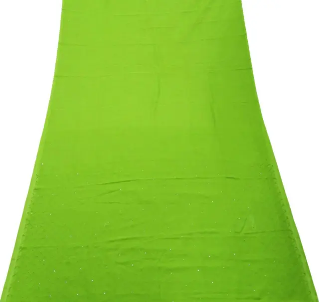 Jahrgang Grün Saree Seide Mischung DIY Handwerk Stoff Damen Gestickt Sari SI6733