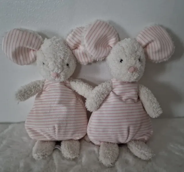 M&S Pink Mouse Comforter Baby Soft Toy Pink White Stripe ❤️ 9" Vgc X 2