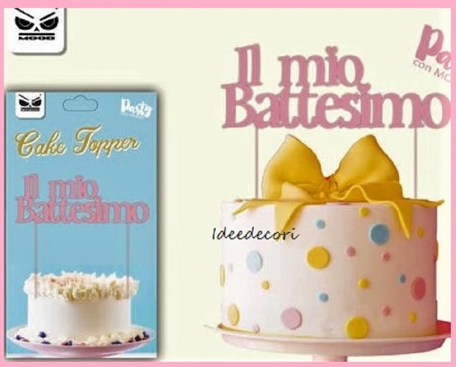 Topper Torta Battesimo In Legno Personalizzabile - Scrivere Nome E Data - Decorazione Per Torte E Cupcakes - Foto 8