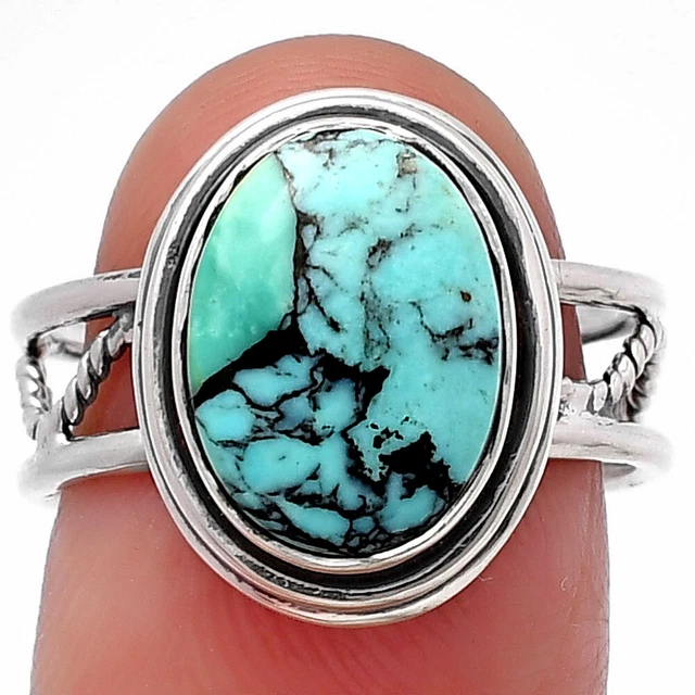 Lucky Charm Tibetan Turquoise 925 Sterling Silver Ring s.7 Jewelry R-1255