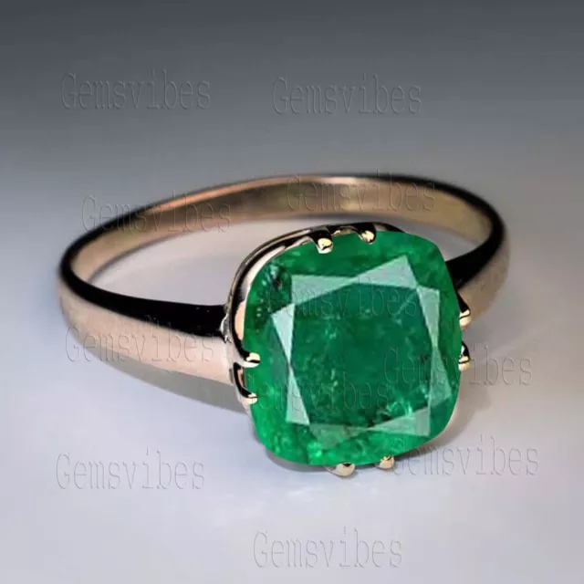 Solid 925 Sterling Silver Natural Colombian Emerald Ring For Women & Bridal Gift