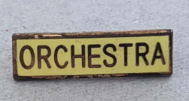 Small 1970s Vintage Orchestra Yellow Enamel School Bar Badge - Fattorini