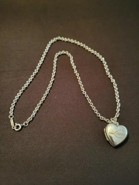 Tiffany & Co. 16” 925 Sterling Silver Love Heart Locket Pendant Necklace