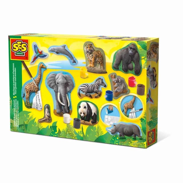 SES CREATIVE Children's Animals Casting and Painting Set, Unisex, 5 to 12 Years