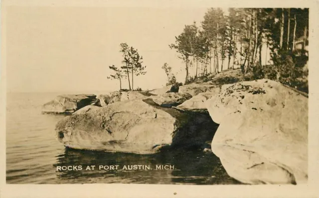 Michigan Austin Rocks Port Austin C-1910 RPPC Photo Postcard 22-1492