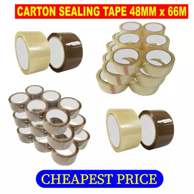 Clear Brown Parcel Tape Strong Packing Carton Sealing Tape 48mm x 66m 1 6 12 36 3