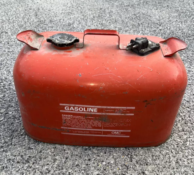 OMC Johnson Metal Outboard Motor Boat Marine 6 Gallon Fuel Gas Tank Can