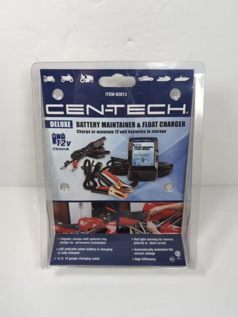 Cen-Tech Deluxe 12V 750Ma Battery Maintainer Plus Float Trickle Charge In Box