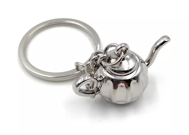 Porte-Clés Théière Antique Cafetière Vieux Argent Remorque Porte-Clés