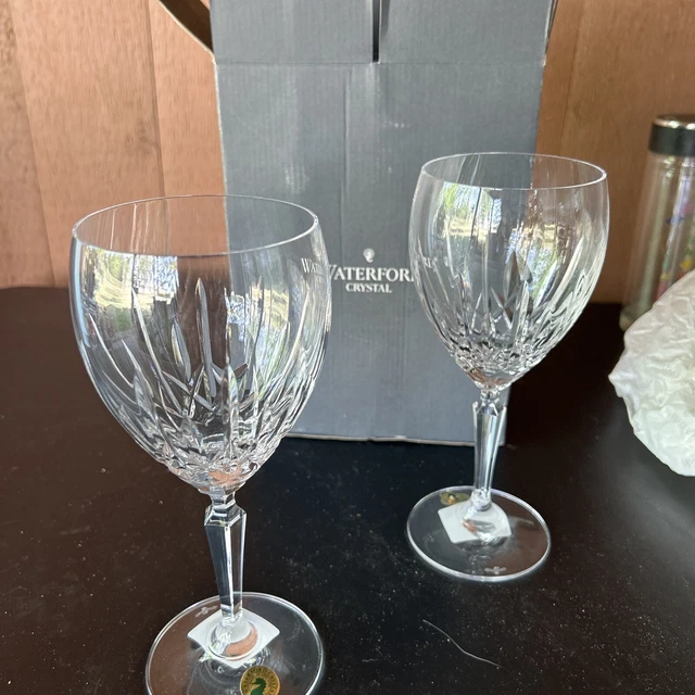 Set of 2 Waterford Lismore Water Goblet 7" 10 OZ  Wine Glass Crystal Ireland