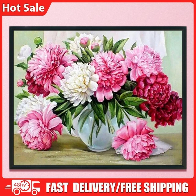 Peony Full Cross Stitch 11CT Cotton Thread DIY Printed Embroidery Art Kits Gifts
