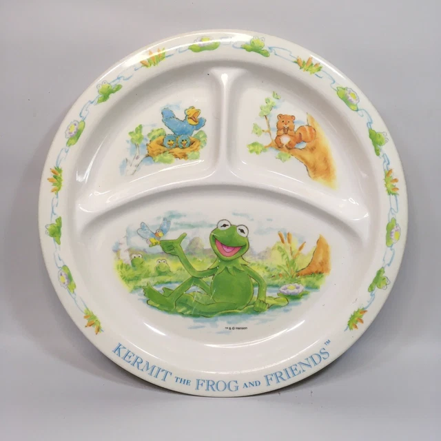 1990 Kermit The Frog Melamine Childrens Dining Set Divided Plate