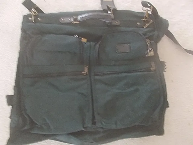 Tumi Green Ballistic Nylon Garment Suit Bag w Strap Luggage Bi-Fold 2