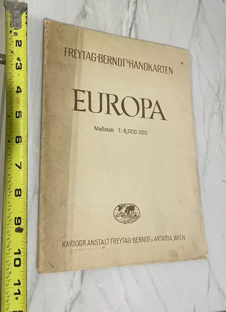 Antique Artaria Europe map foldable WW2 era Freytag Wien