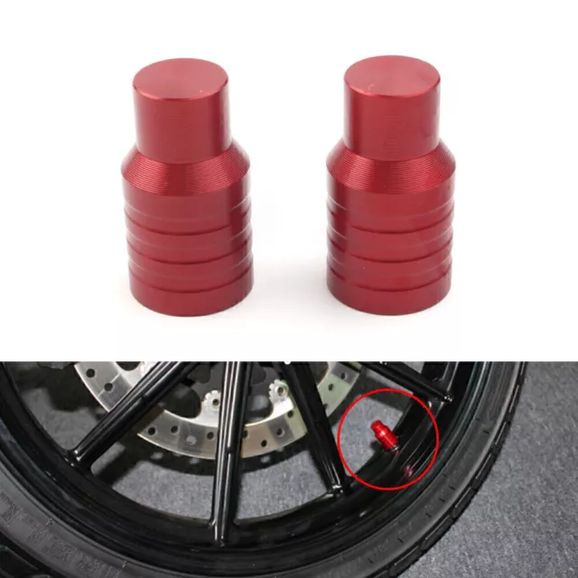 2x Aluminum Motorcycle Car Truck Wheel Air Tire Valve Stem Caps Covers Red
