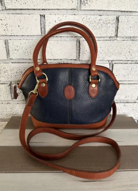 Vintage Liz Claiborne Crossbody Purse Blue/Brown Leather Handbag