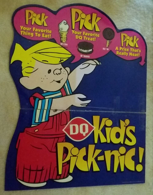 VTG Large 1996 Dennis the Menace Dairy Queen Sign - 47" Tall - 2 Piece