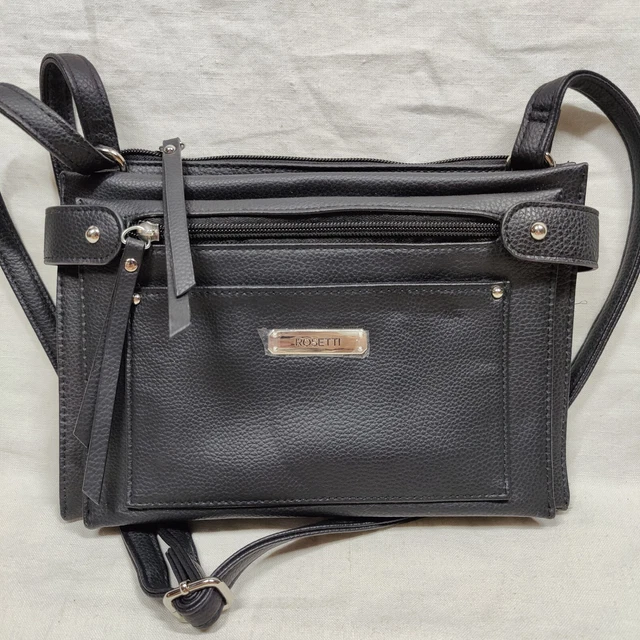 New Rosetti Black Vegan Leather 10" Wide Small Shoulder Bag Purse