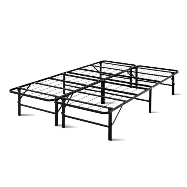 Artiss Folding Bed Frame Double Size Foldable Metal Base Mattress Platform Black