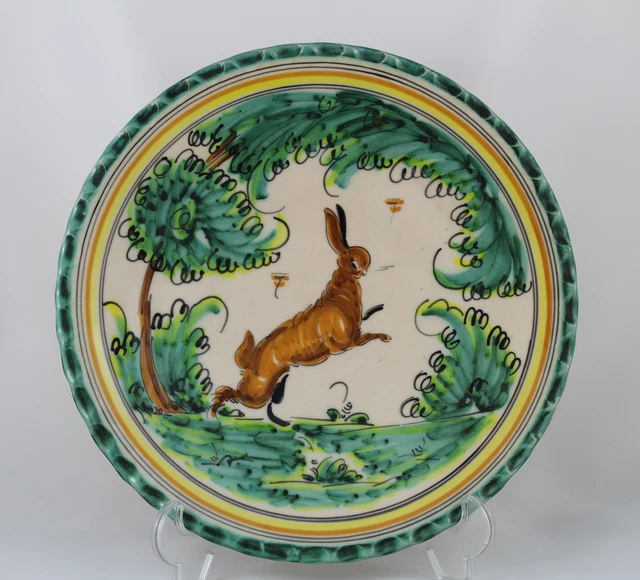 Plato Ceramica TALAVERA DE LA REINA Pintado a Mano LIEBRE Alfar G. Cal