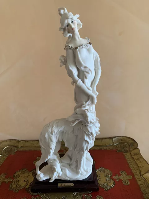 Porzellan Figur G. Armani „ Lady with Borzoi- Dog ” Capodimonte Italien