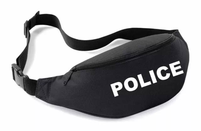 POLICE Belt Bag Black Funny Printed Fancy Dress Costume Outfit Bum Waist Pack