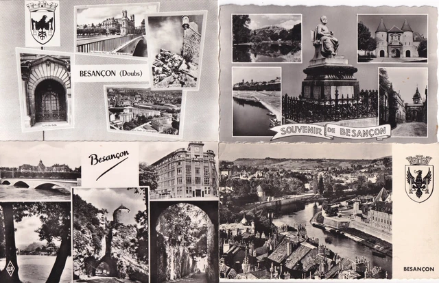 Lot de 4 cartes postales anciennes old postcards BESANCON DOUBS multivues