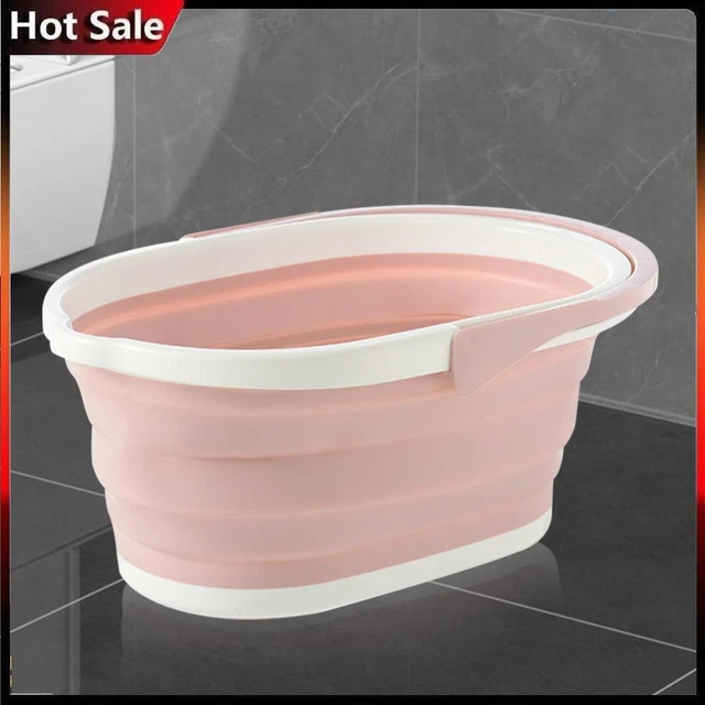 Collapsible Bucket Rectangular Car Wash Bucket for House Cleaning (Pink)