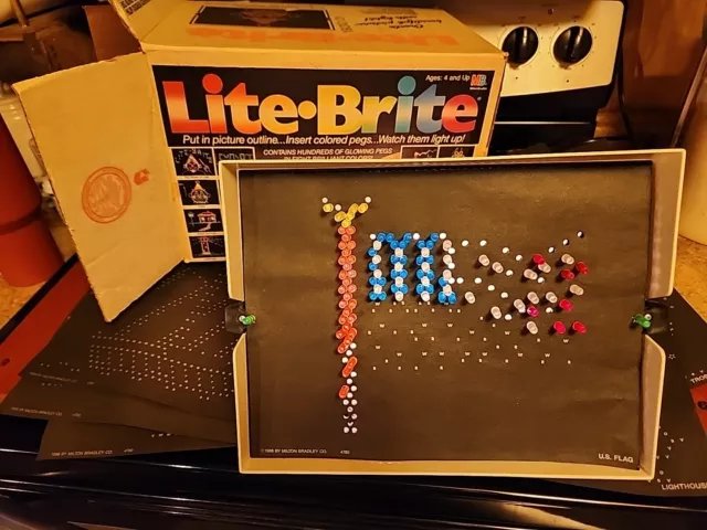 Vintage 1990 Lite Brite by Milton Bradley w Pegs, Original Box, Sheets, Tested