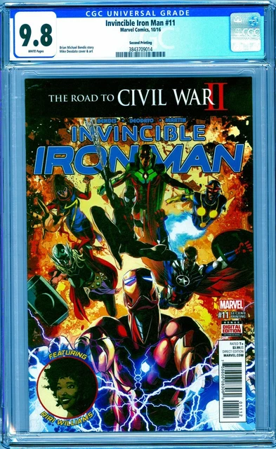 Cgc 9.8 Invincible Iron Man #11 Variant 2Nd Print Ties 1St Riri Williams Cover
