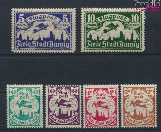 Briefmarken Danzig 1921 Mi 66X-71X  mit Durchstich, Zähnung evtl. fehlerha (9960