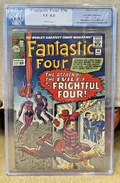 Fantastic Four #36 Graded 8.0 WP Unpressed (1965): 1st Medusa & Frightful Four!