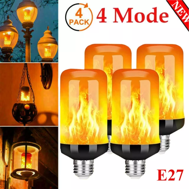 E27 LED Licht Fackel Feuer Lampe Flammen Effekt Glühbirne Flacker Birne Deko Neu