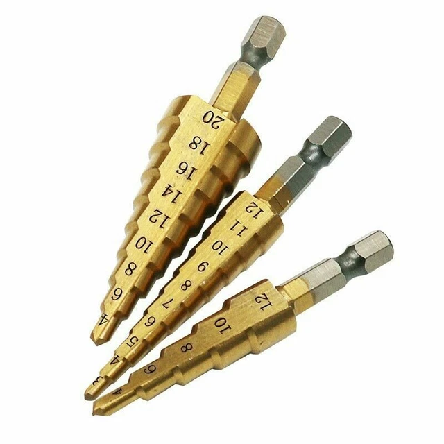 1/3PCS Step Cone Drill Bit Titanium Hole Cutter High Speed Steel Set Tool