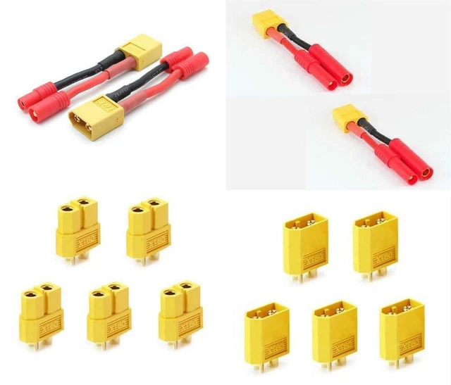 Walkera QR X350 PRO HXT 4mm and 3.5mm to Male XT60 Adapters w/Female Plugs