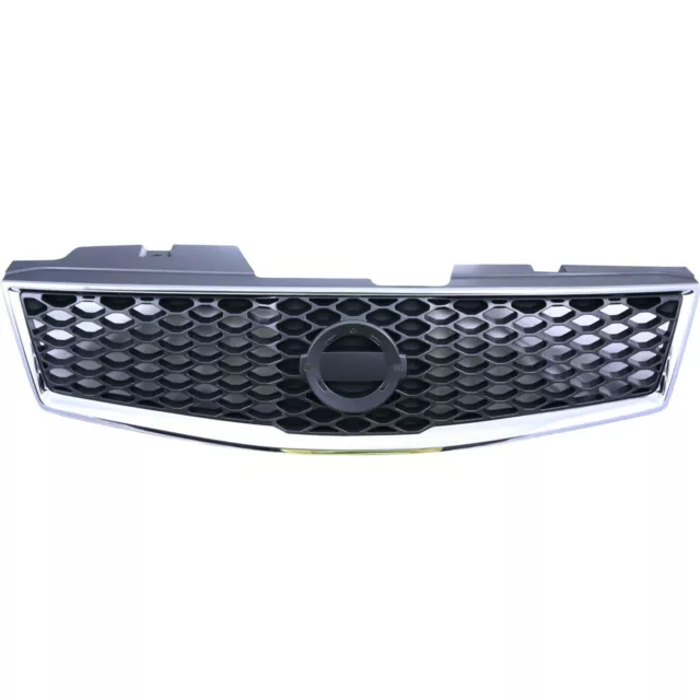 Grille For 2009-2012 Nissan Sentra Chrome Shell w/ Gray Insert Plastic