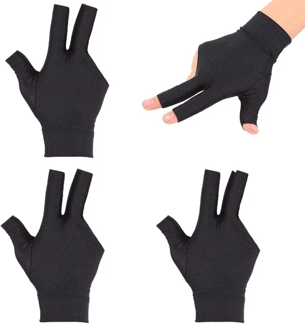 Guanti Da Biliardo Snooker - Set Di 2 In Spandex Traspirante Per Uomo E Donna, Design A Tre Dita - Foto 8