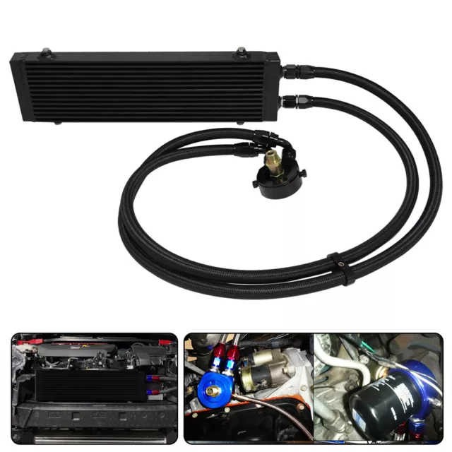 Universal Large Dual Pass Bar & Plate Oil Cooler+ AN10 Filter Adapter Hose Kit