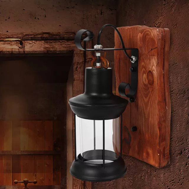 Lámpara de pared vintage lámpara de pared de madera lámpara industrial linterna exterior luz E27