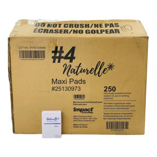 249 Count Naturelle Individually Boxed Maxi Pads #4 For Restroom Vending Machine