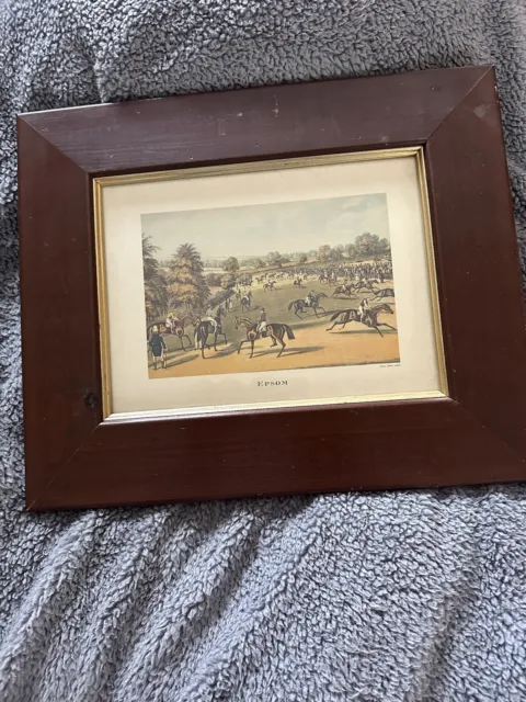Vintage Framed EPSOM Horse Racing Framed Print Charles Hunt