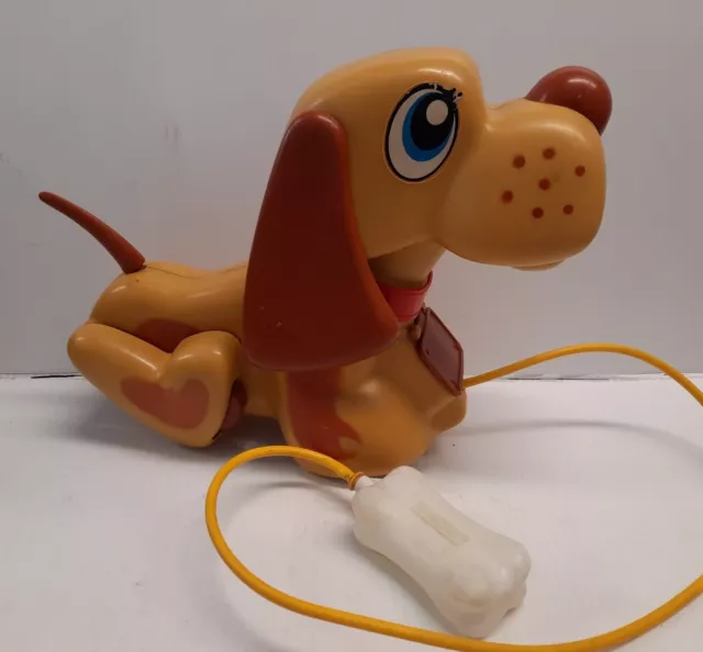 Vintage 1980’s Coleco Good Puppy Pull Along Dog w/ Bone Squeaks 13”