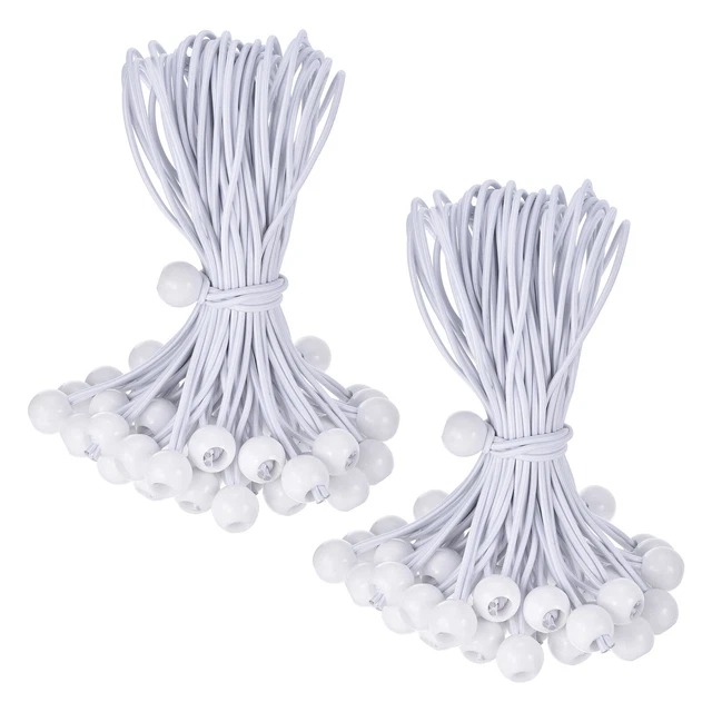 12" Planen-Ball-Bungee-Seil, 100Pcs Bungee-Seile mit Bällen, Weiß