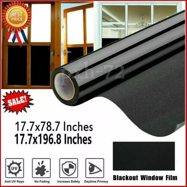 2M/5M Blackout Static Cling Window Film for Privacy To Block Sun UV Protection