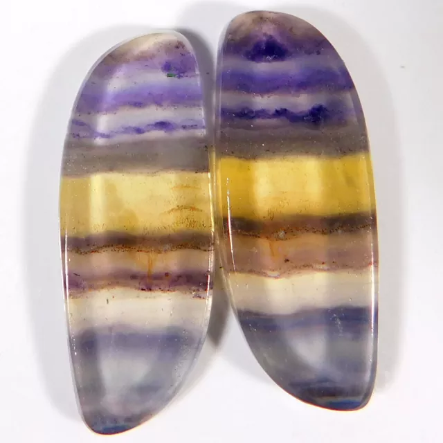 47.10Cts. Naturel Marvelous Arc-en-Ciel Fluorine Paire Chic Cabochon Libre Gemme