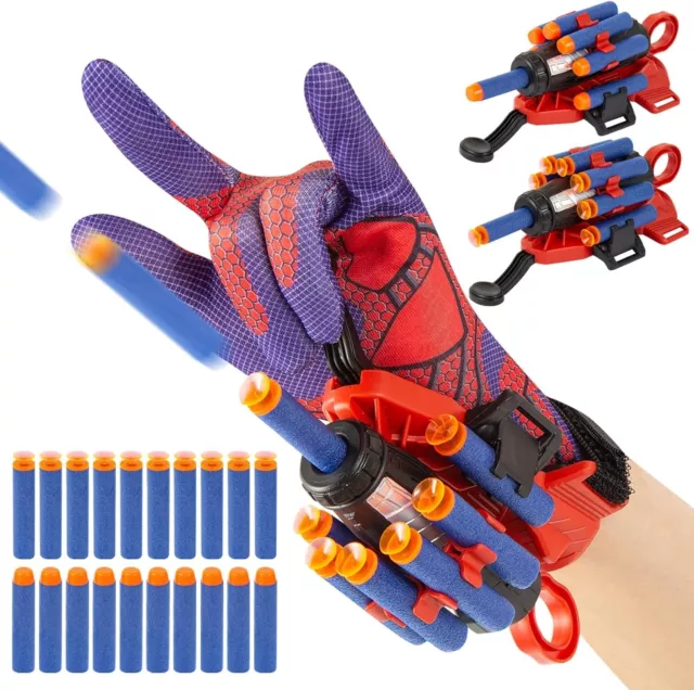 Spider Gloves Man Web Shooter Toy with Wrist, Spider Launcher Gloves Cosplay To
