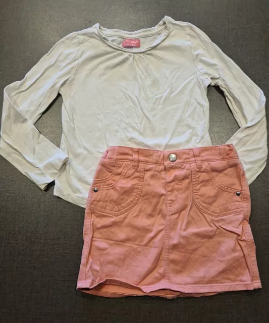 Girls 3-4 years summer party plain Top M&S denim Skirt outfit set bundle Next d