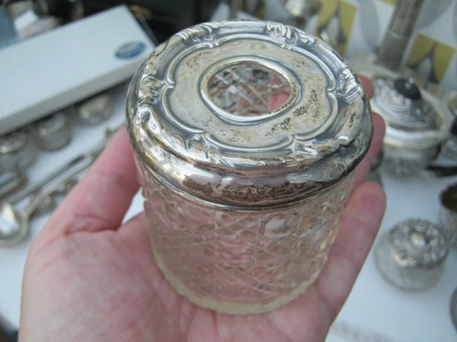 Birmingham 1911 barattolo per capelli riordinato argento sterling Henry Matthews